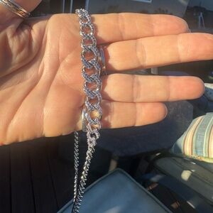 Elegant chunky Silver Chain Necklace with purple stones